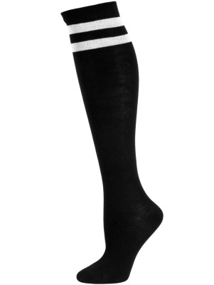 Julietta Bold Retro Stripe Knee Socks - 1 Pair - Black