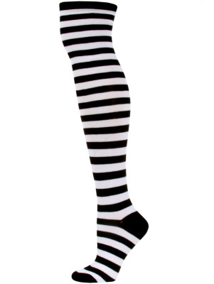 Julietta Women's Striped Over the Knee Socks - 1 Pair - White/Black