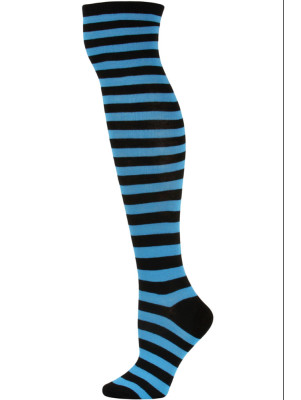 Julietta Women's Striped Over the Knee Socks - 1 Pair - Aqua Blue/Black