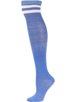 Julietta Retro Stripe Over the Knee Socks - 1 Pair - Perriwinkle Blue