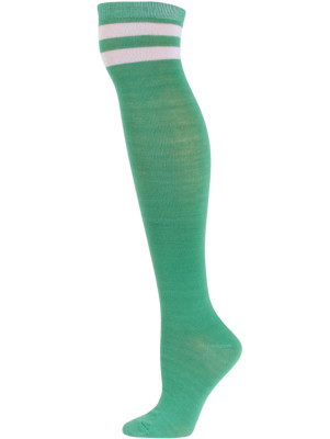 Julietta Retro Stripe Over the Knee Socks - 1 Pair - Green