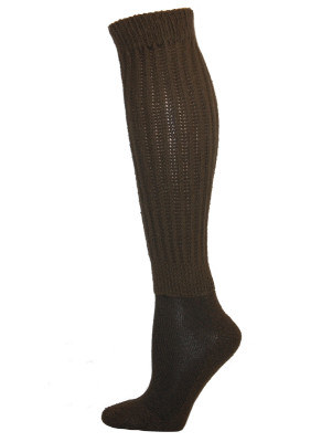 Extra Long Extra Heavy Brown Slouch Socks Made in USA - 1 Pair