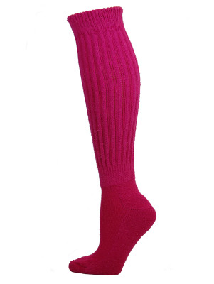 Extra Long Extra Heavy Fuschia Slouch Socks Made in USA - 1 Pair