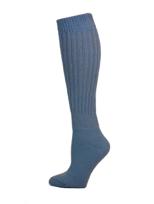 Extra Long Extra Heavy Light Blue Slouch Socks Made in USA - 1 Pair 