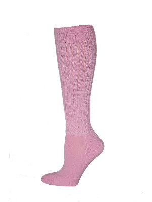 Extra Long Extra Heavy Pink Slouch Socks Made in USA - 1 Pair
