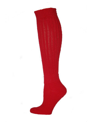 Extra Long Extra Heavy Red Slouch Socks Made in USA - 1 Pair