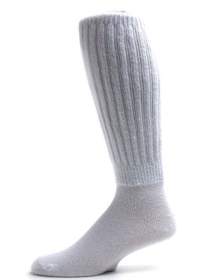 Extra Long Extra Heavy White Slouch Socks Made in USA - 1 Pair