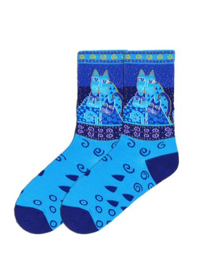 K. Bell Women's Blue Felines Socks
