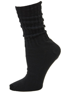 Black Cotton Slouch Socks - 1 Pair