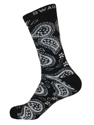 Unisex Crew Swag Leaf Socks Black with Grey - 2 pairs