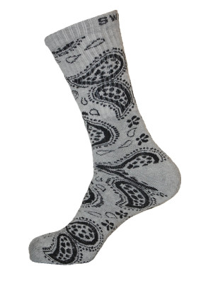 Unisex Crew Swag Leaf Socks Grey with Black - 2 pairs