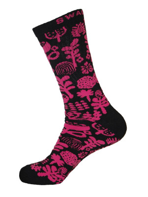 Unisex Crew Swag Forest Socks Black with Hot Pink - 2 pairs