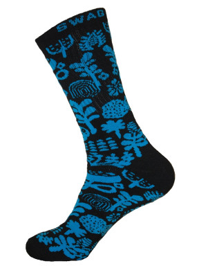 Unisex Crew Swag Forest Socks Black with Blue - 2 pairs