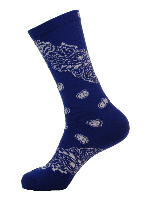 Unisex Crew Swag Long Leaf Socks Blue with White