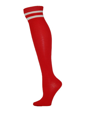 Julietta Retro Stripe Over the Knee Socks - 1 Pair - Red