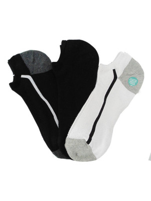 Running Mate Men's Striped Socks - 3 Pairs - Assorted (White, Black, Gray)