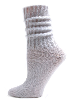 White Cotton Slouch Socks - 1 Pair